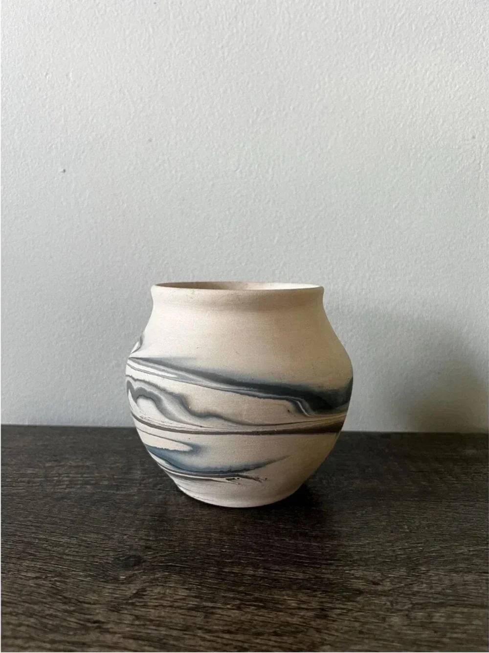 Handmade Marbled Ceramic Vase in Cream and Gray - Picture 2 of 6